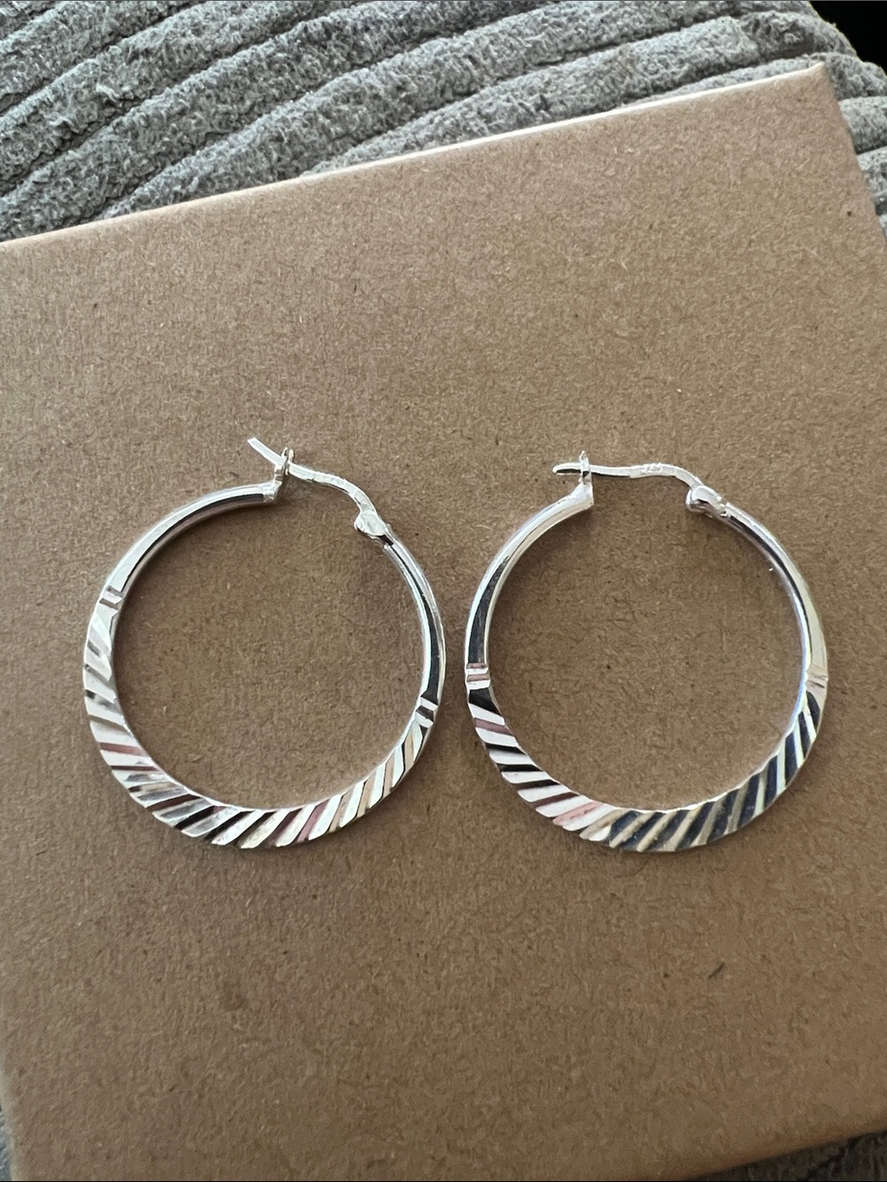Sterling Silver Twisted Pattern Hoop Earrings - Classic Women's Jewelry